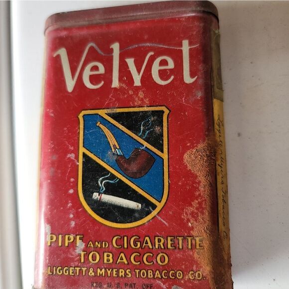 Antique Velvet Tobacco Can - Picture 1 of 1
